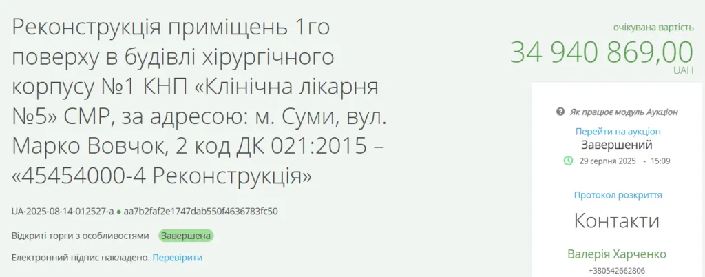У Сумах обрали підрядника на реконструкцію лікарні за 34,7 млн грн, попри дешевші пропозиції У Сумах обрали підрядника на реконструкцію лікарні за 34,7 млн грн, попри дешевші пропозиції