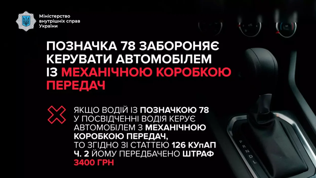 Код «78» у водійських правах: що він означає і які обмеження накладає