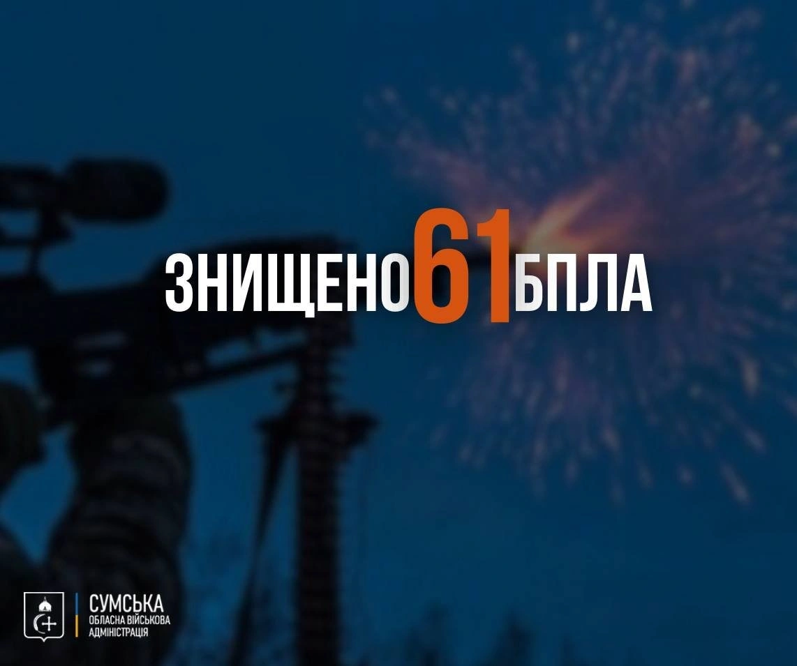Сумщина пережила масовані атаки дронів, сили оборони збили 61 апарат