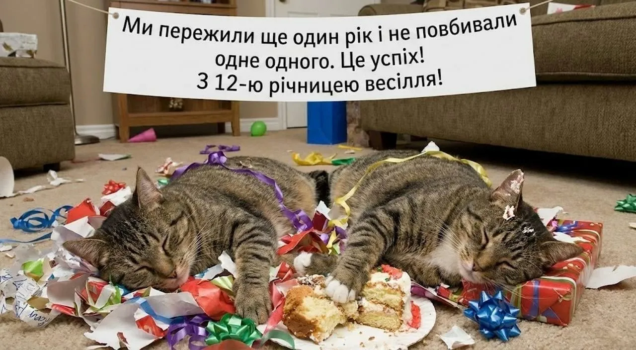 Привітання на 12 років весілля разом