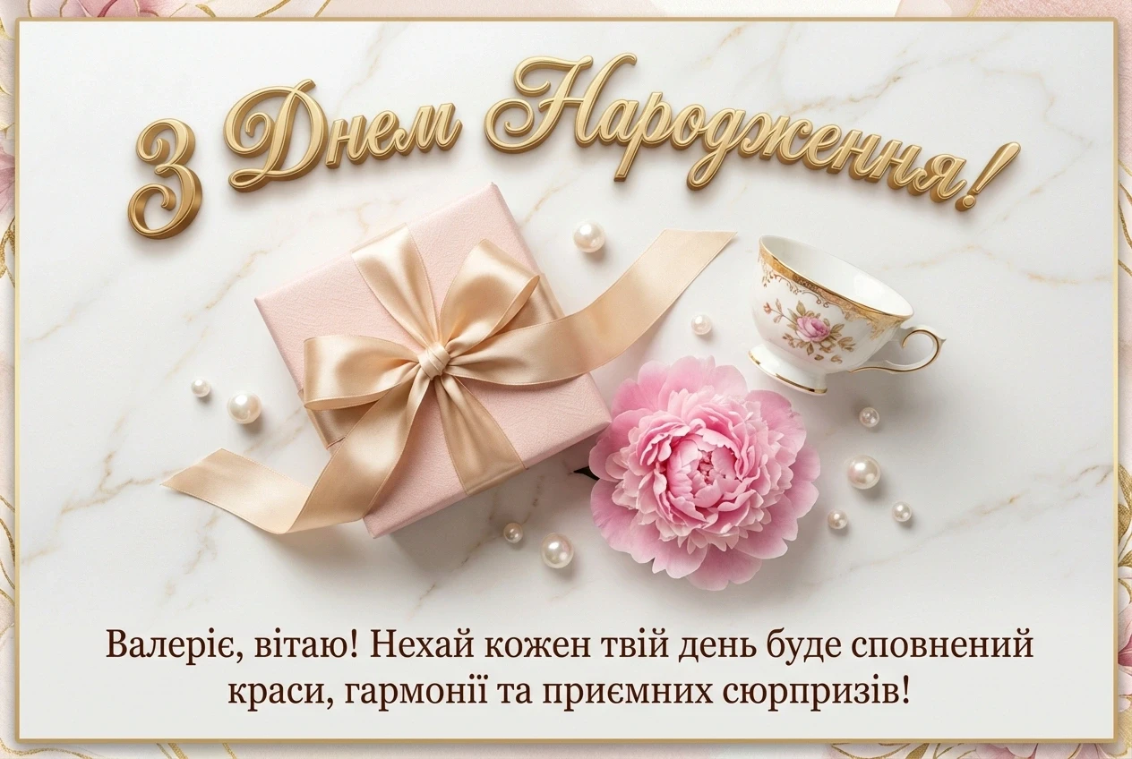 з днем народження Валеріє (жінці) українською