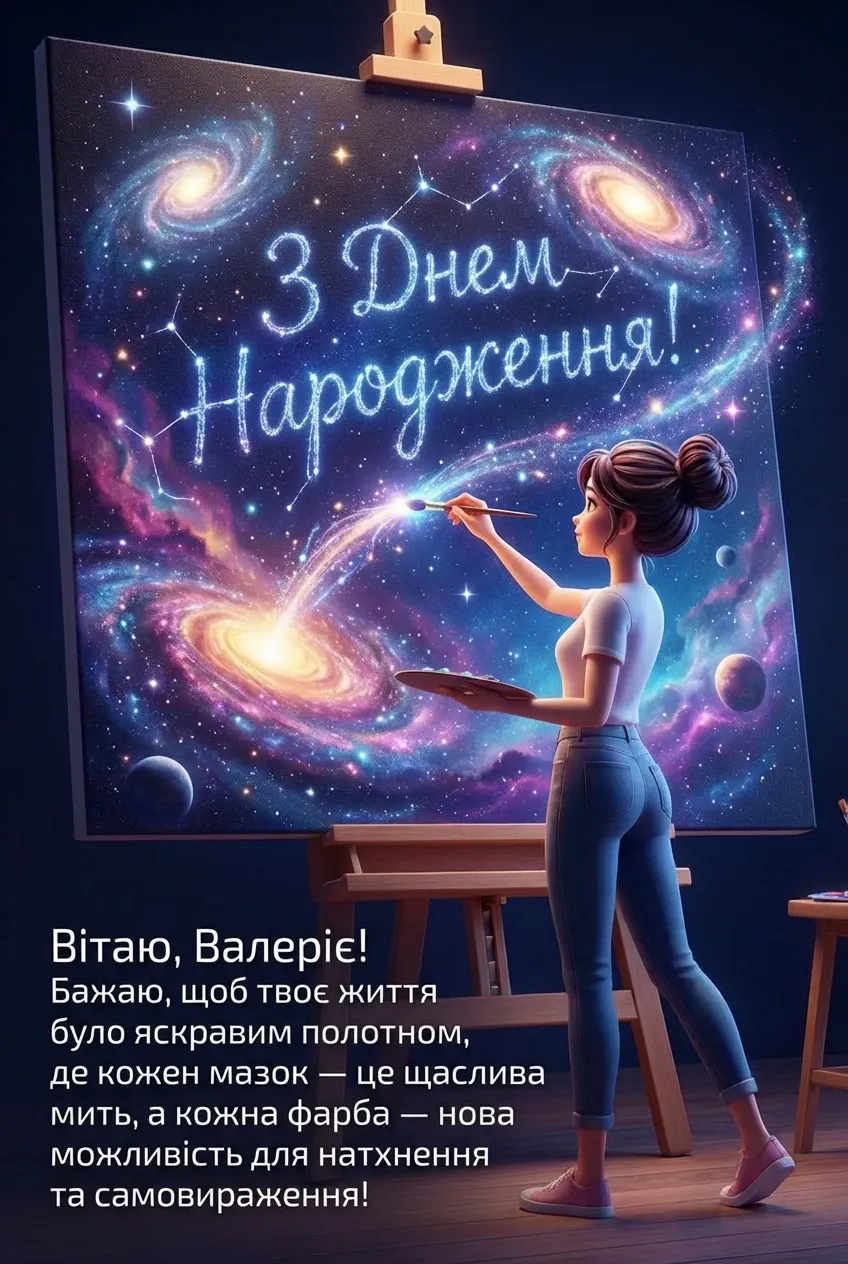 з днем народження Валеріє (жінці) українською