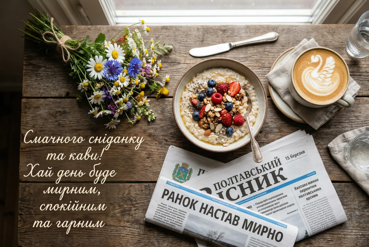 Доброго, мирного, гарного дня та настрою: душевні листівки та найтепліші побажання українською