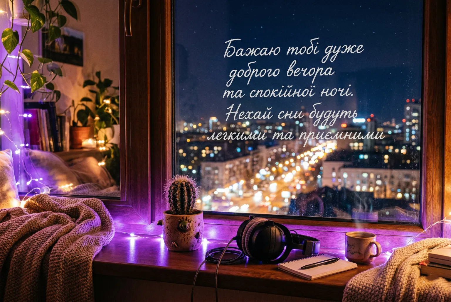 Листівки з добрим вечором та спокійної ночі: душевні привітання для ваших близьких
