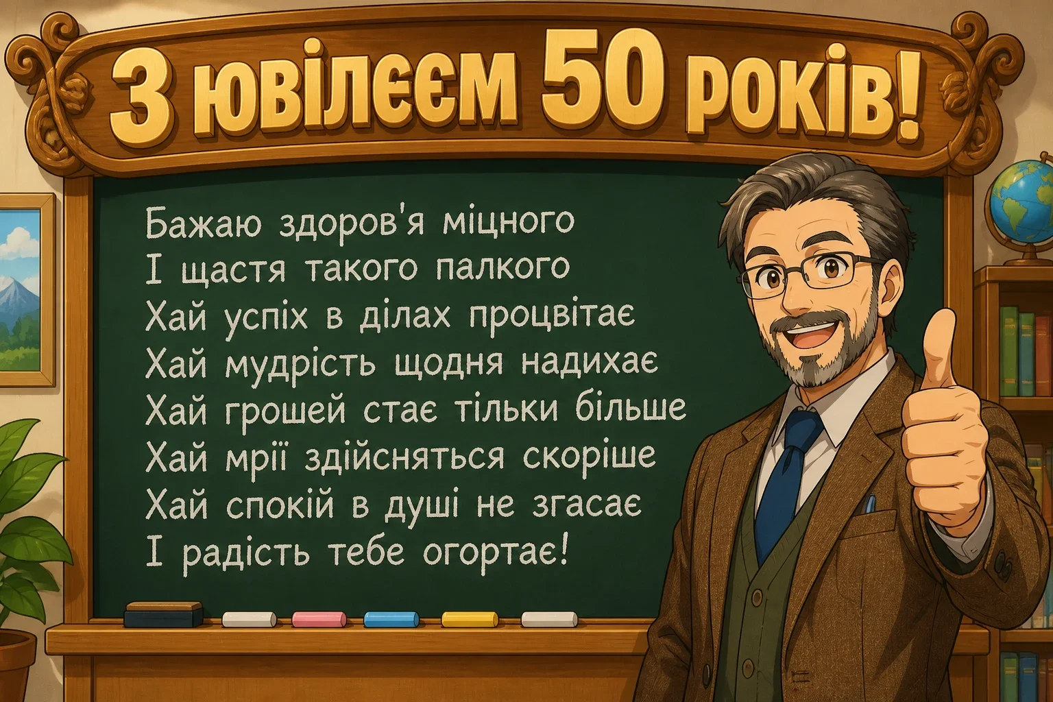 прикольні привітання вітальні листівки з ювілеєм 50 мужчині