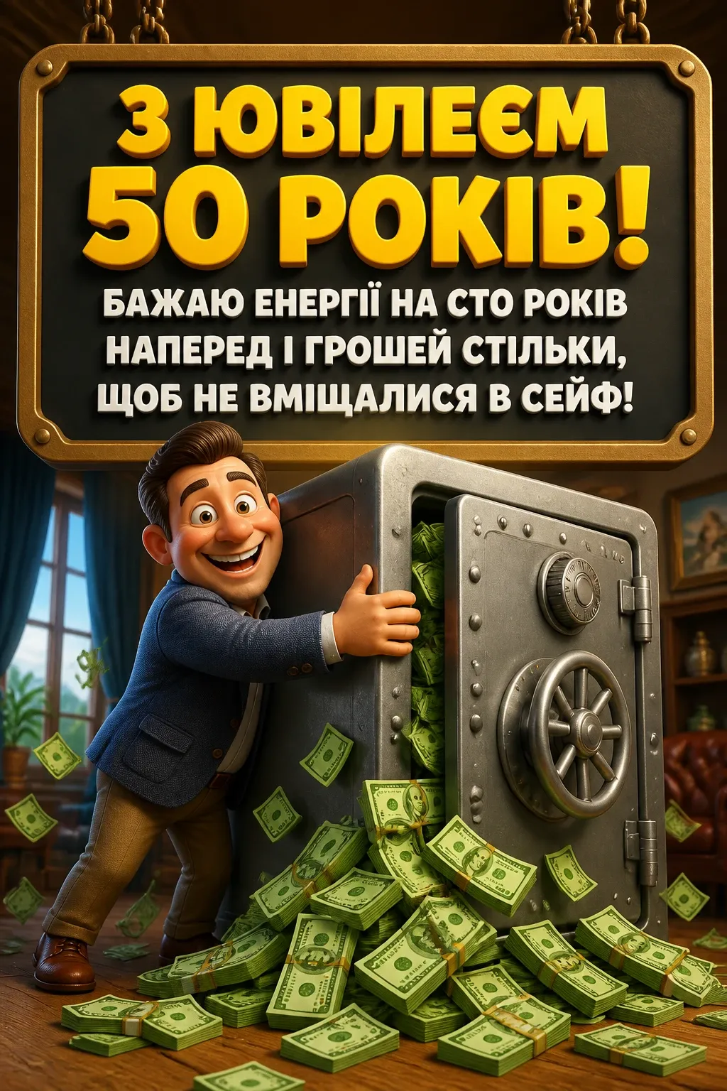 прикольні привітання вітальні листівки з ювілеєм 50 мужчині