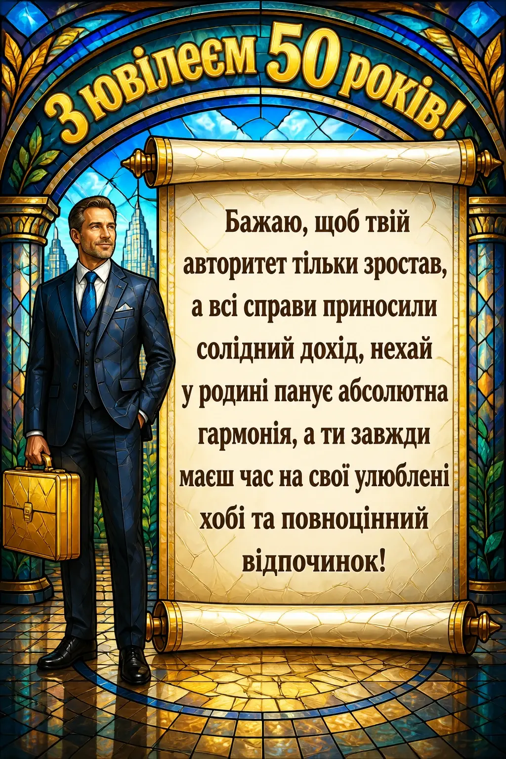 прикольні привітання вітальні листівки з ювілеєм 50 мужчині
