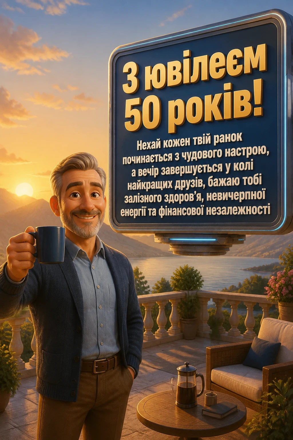 прикольні привітання вітальні листівки з ювілеєм 50 мужчині