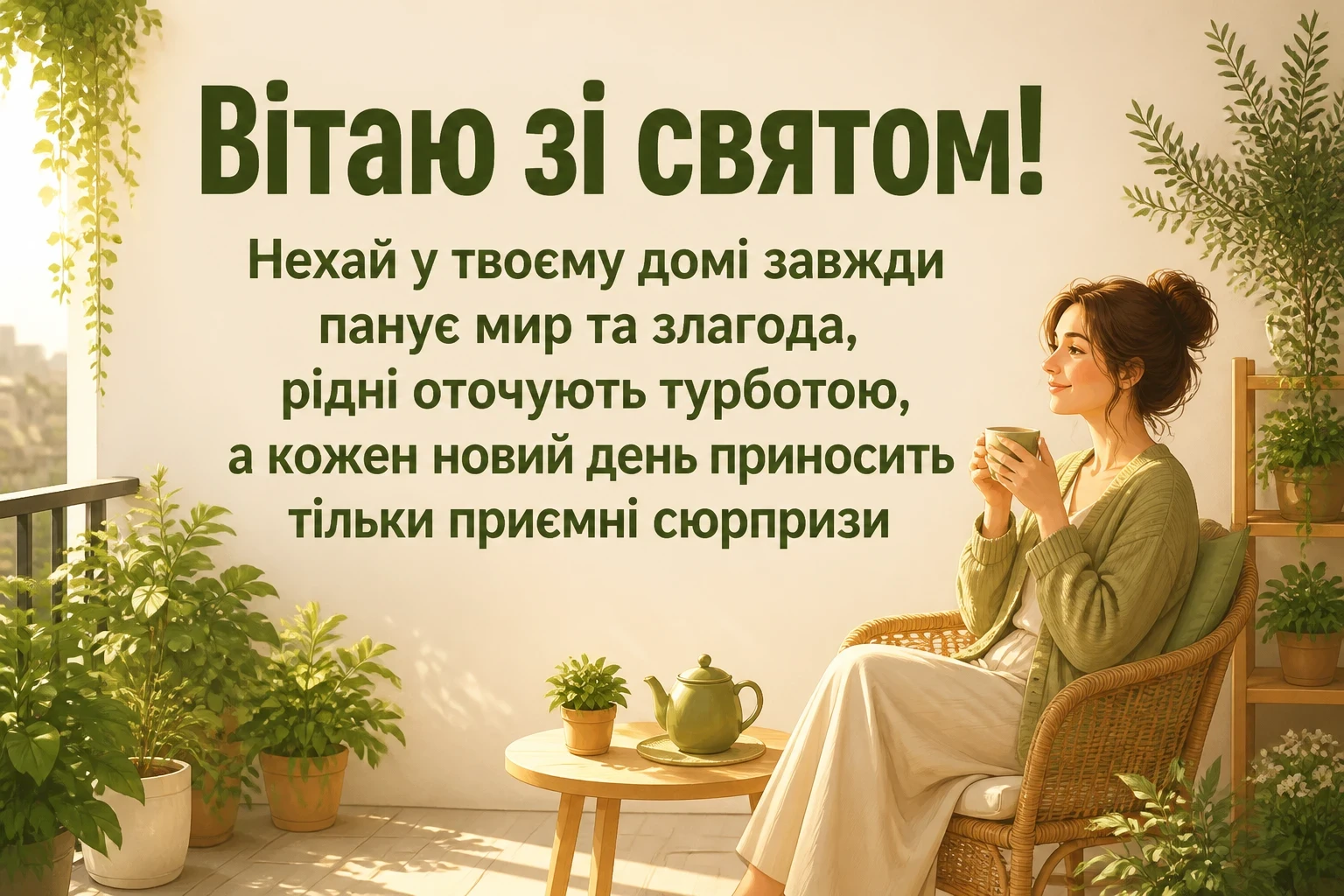 привітання жінці своїми словами