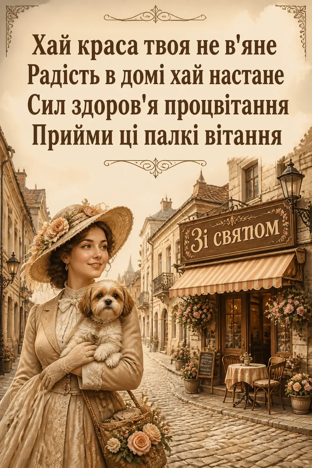 привітання жінці своїми словами