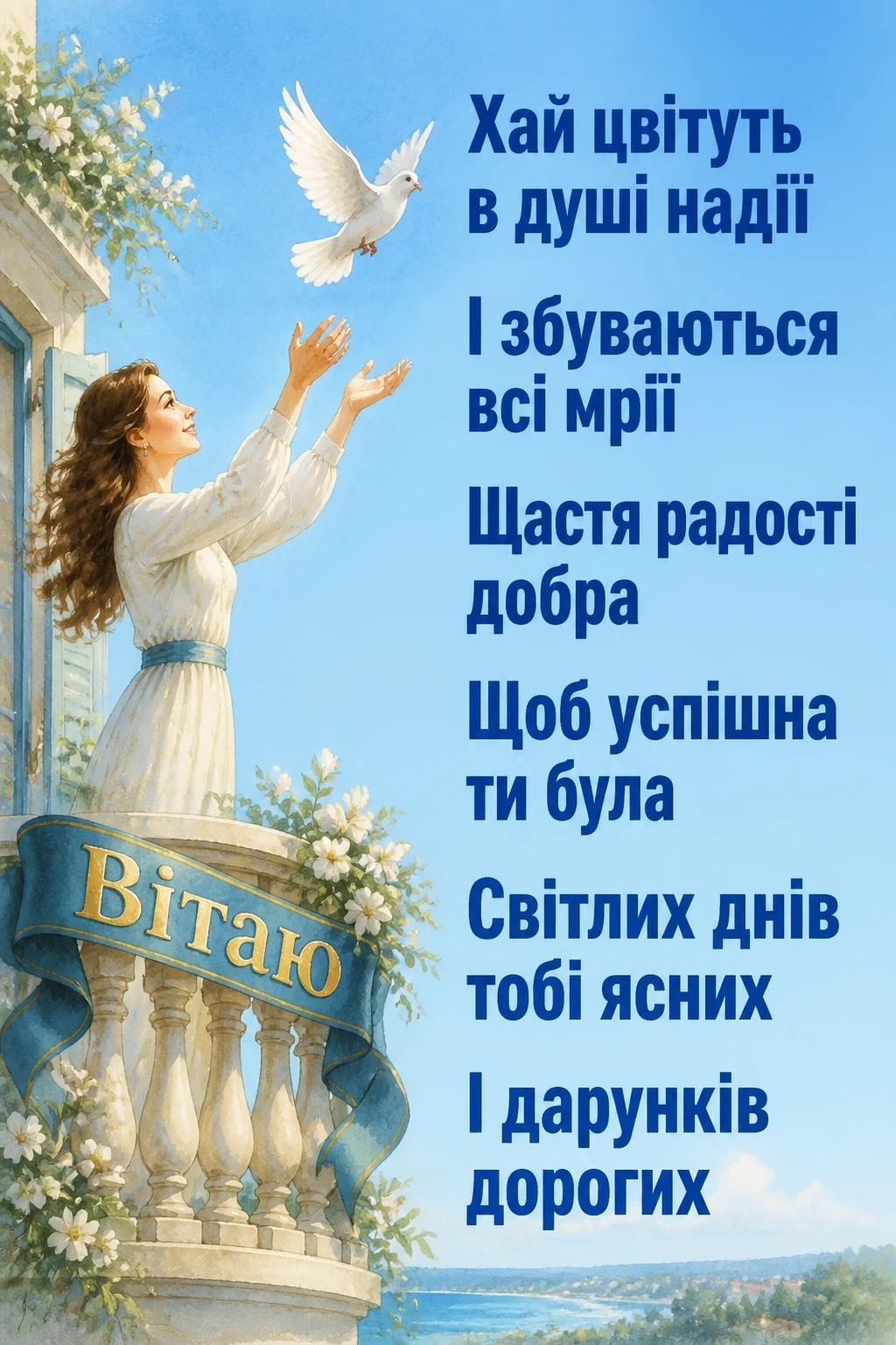 привітання жінці своїми словами